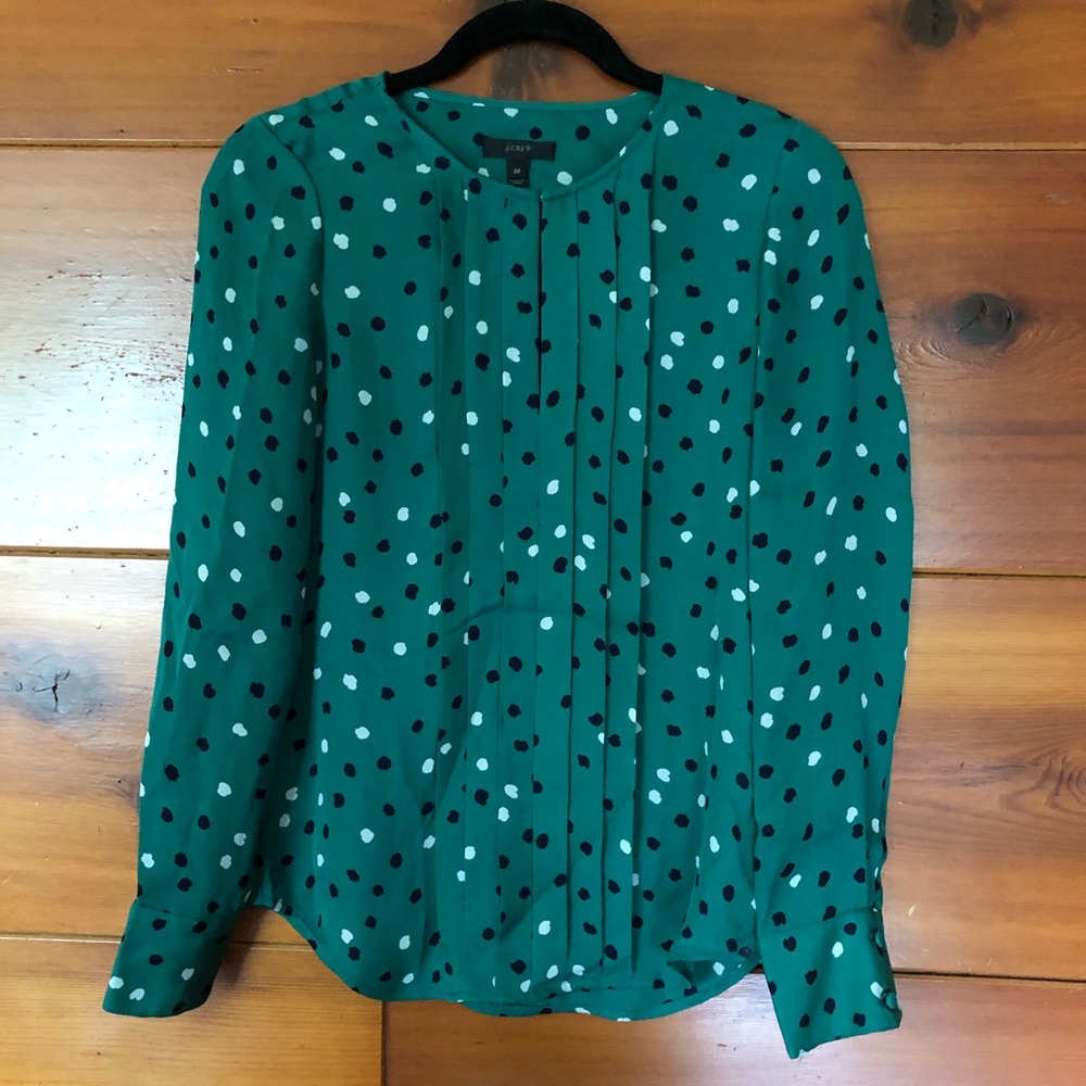 J.Crew 100% Silk Polka Dot Blouse – Size 00